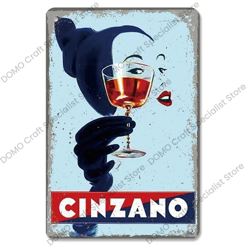 Poster in Metallo Vintage Vino Rosso – Decorazione Murale per Bar e Casa