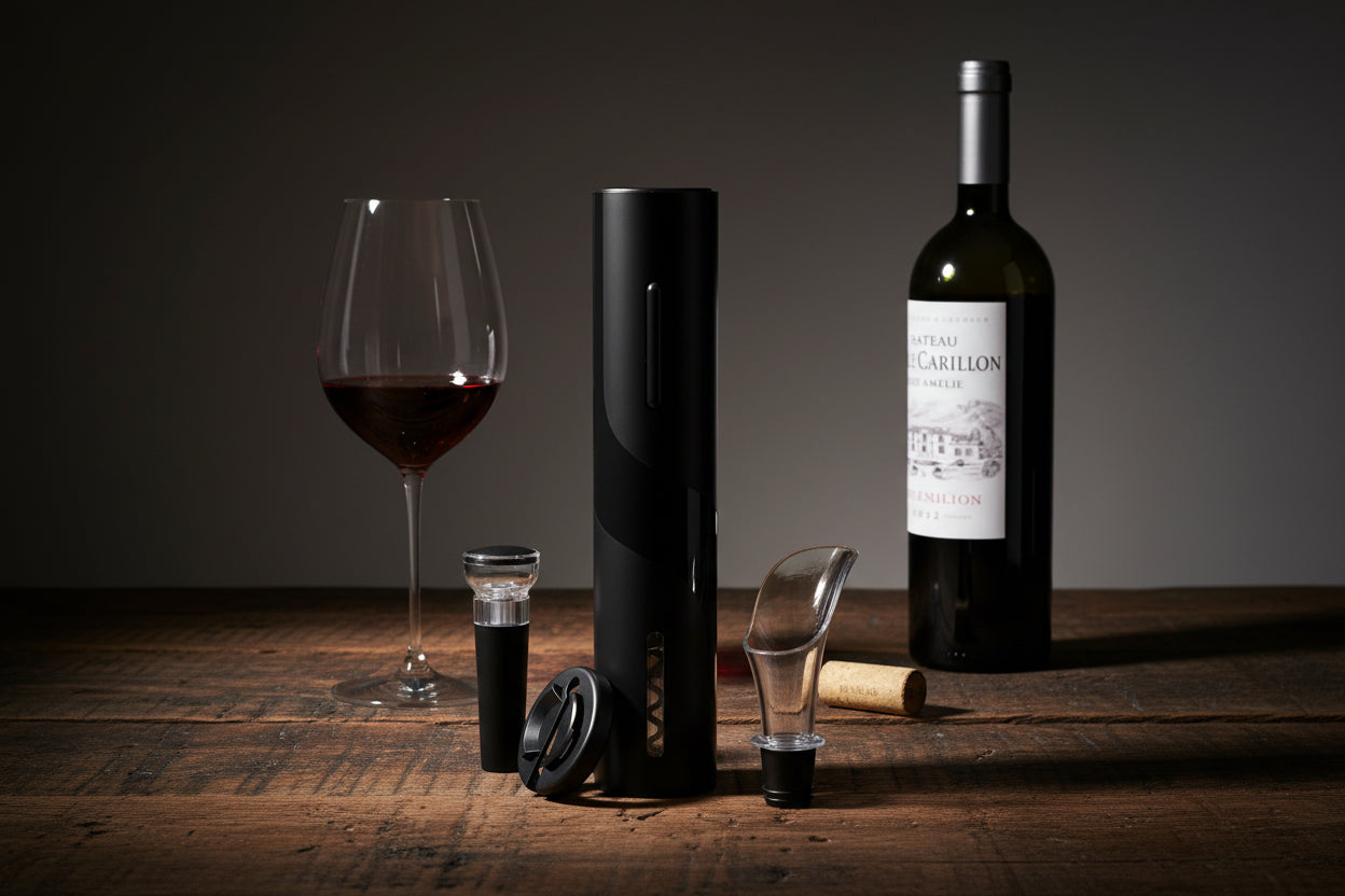 Apribottiglie Elettrico da Tavolo — Stappatore Automatico, Idea Regalo per Amanti del Vino