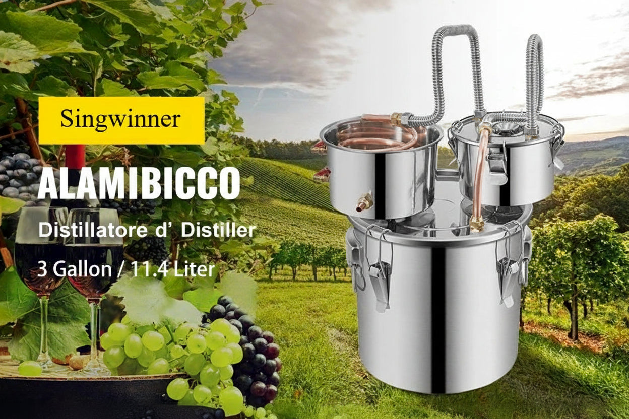 Distillatore in Acciaio Inox per Alcolici – 12L, 20L, 30L, 50L | Alambicco Professionale per Whisky, Brandy e Distillati