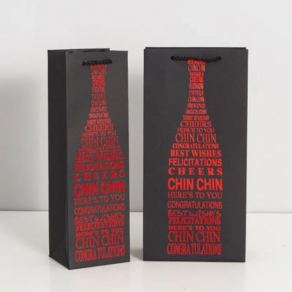 Borsa Regalo per Vino e Champagne in Cartoncino Nero, 10 Pezzi