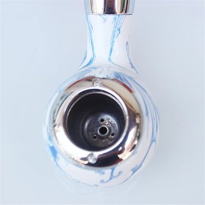 Pipa in Ceramica Stile Acquarello – Bocchino in Legno, Design Retrò