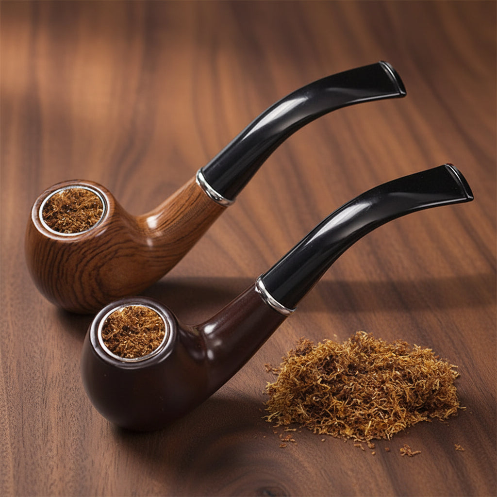Pipa Lunga da Tabacco in Resina Effetto Legno con Filtro