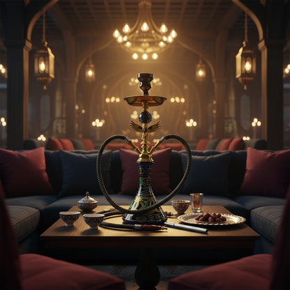 Narghilè Arabo Completo – Design Ali d'Aquila, 4 Tubi e Tubo in Vetro +18