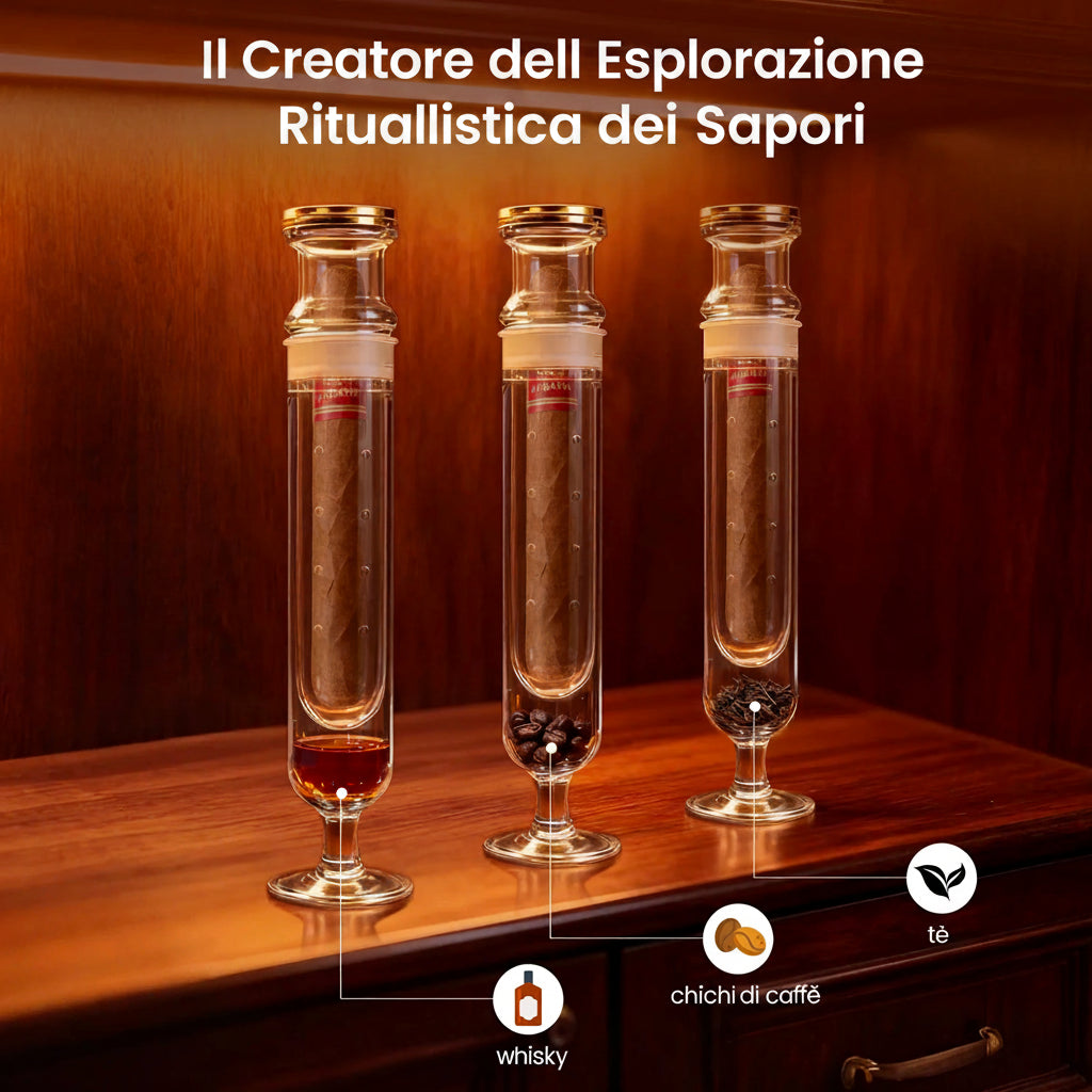 Portasigaro in Vetro Borosilicato con Igrometro e Diffusore di Aroma — Humidor Tube