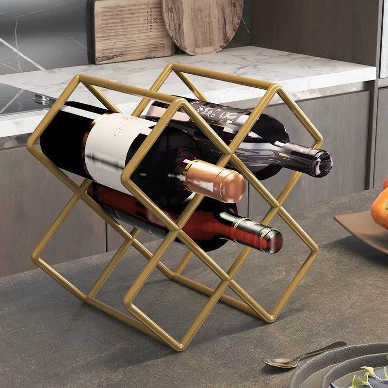 Mobile Portabottiglie Geometrico a Rombi — Griglia in Ferro Verniciato per Vino