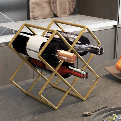 Mobile Portabottiglie Geometrico a Rombi — Griglia in Ferro Verniciato per Vino