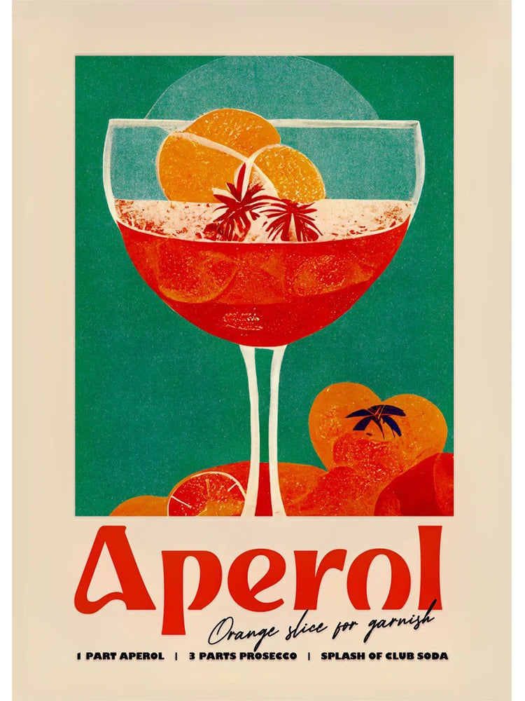 Poster Cocktail Bar — Stampa su Tela | Mojito, Aperol Spritz, Negroni, Sangria