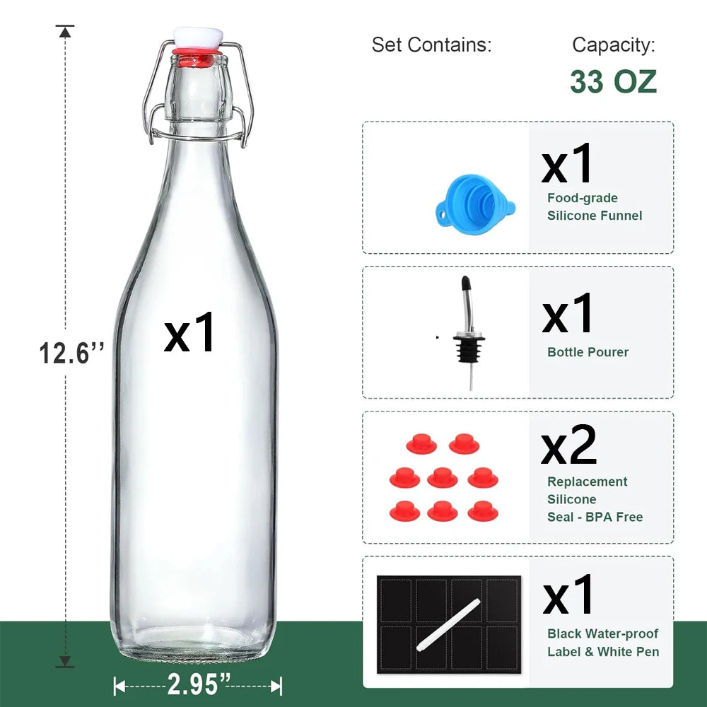Bottiglie da 1 litro (con tappo a chiusura ermetica)
