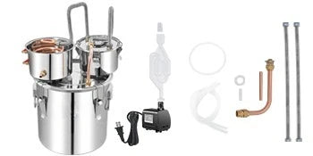 Distillatore in Acciaio Inox per Alcolici – 12L, 20L, 30L, 50L | Alambicco Professionale per Whisky, Brandy e Distillati