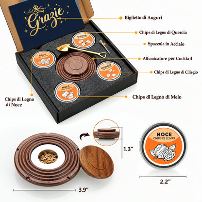 Kit affumicatore in legno per cocktail e whisky