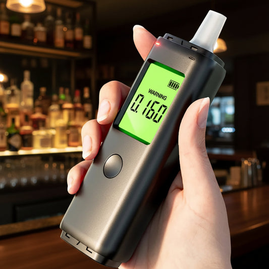 Etilometro Professionale Portatile ad Alta Precisione — Ricaricabile USB con Display Digitale