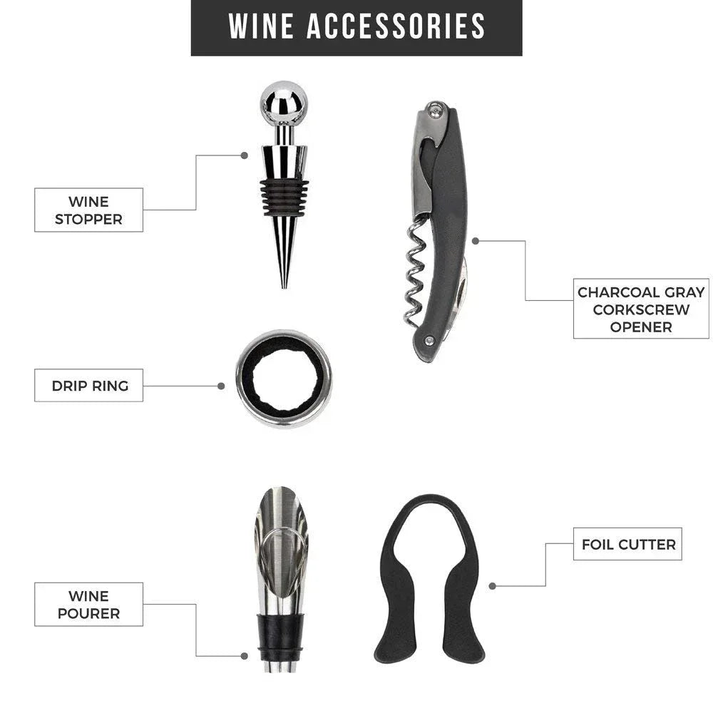 Weinaccessoires-Set mit professionellem Korkenzieher und Tropfring — Essentielles Kit