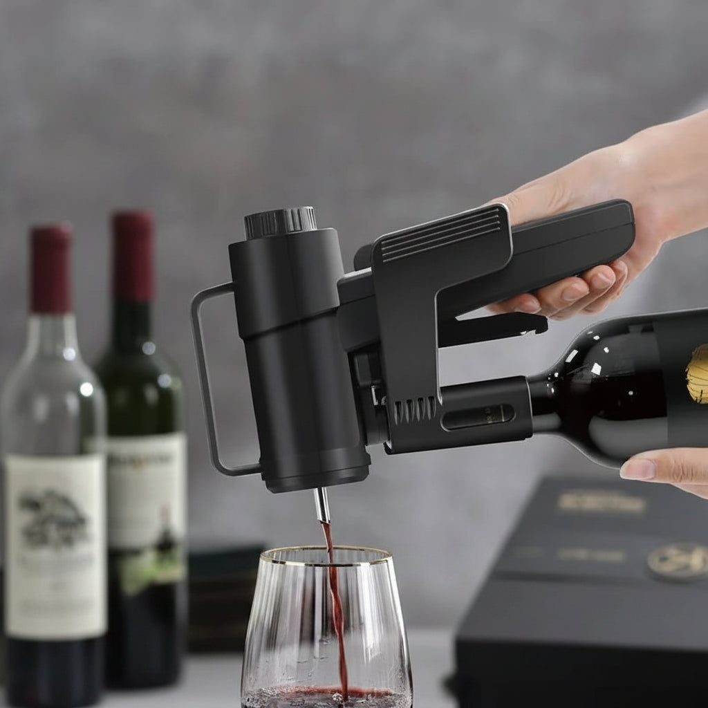 Aeratore per Vino Senza Apertura – Conservazione Sottovuoto con Ago di Pulizia | Nero