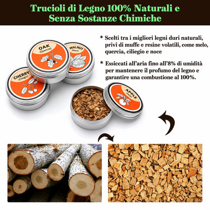 Kit affumicatore in legno per cocktail e whisky
