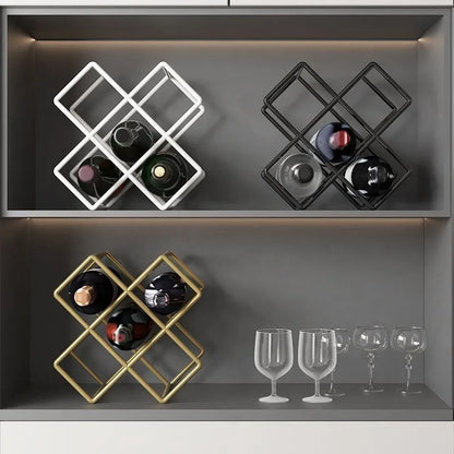 Mobile Portabottiglie Geometrico a Rombi — Griglia in Ferro Verniciato per Vino