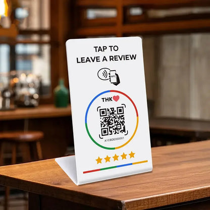 Espositore da tavolo NFC e QR per recensioni Google