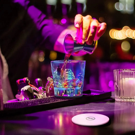 Sottobicchieri LED Luminosi per Cocktail – 3 Modalità, Batteria Inclusa, per Bar e Party