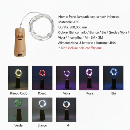 Luci LED tappo bottiglia vino – filo luminoso decorativo