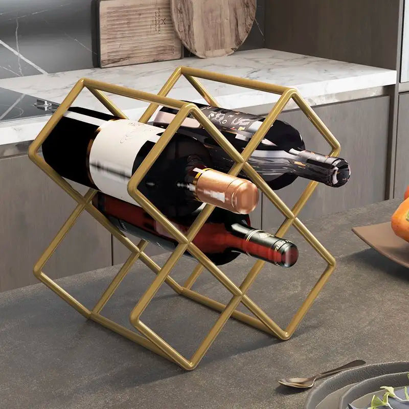 Mobile Portabottiglie Geometrico a Rombi — Griglia in Ferro Verniciato per Vino