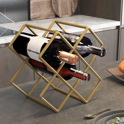 Mobile Portabottiglie Geometrico a Rombi — Griglia in Ferro Verniciato per Vino