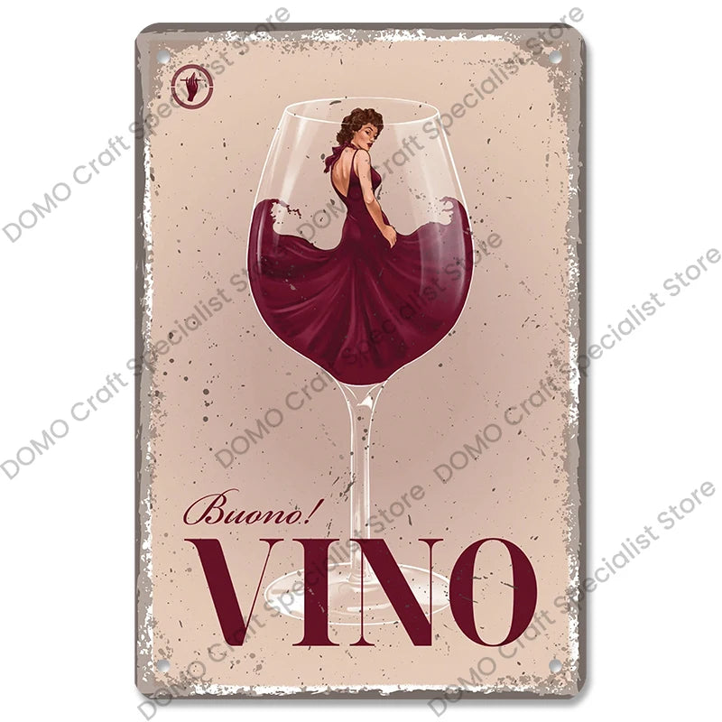 Poster in Metallo Vintage Vino Rosso – Decorazione Murale per Bar e Casa