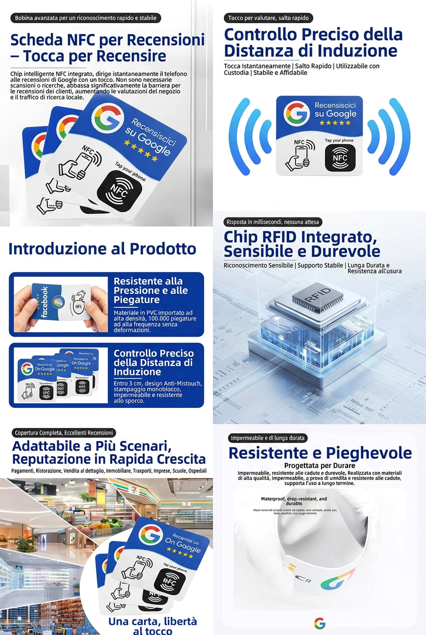 Card NFC programmabile per recensioni Google