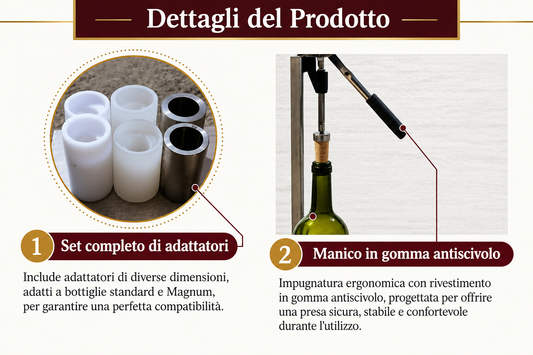 Tappatore Manuale per Bottiglie di Vino – Acciaio Inox 304