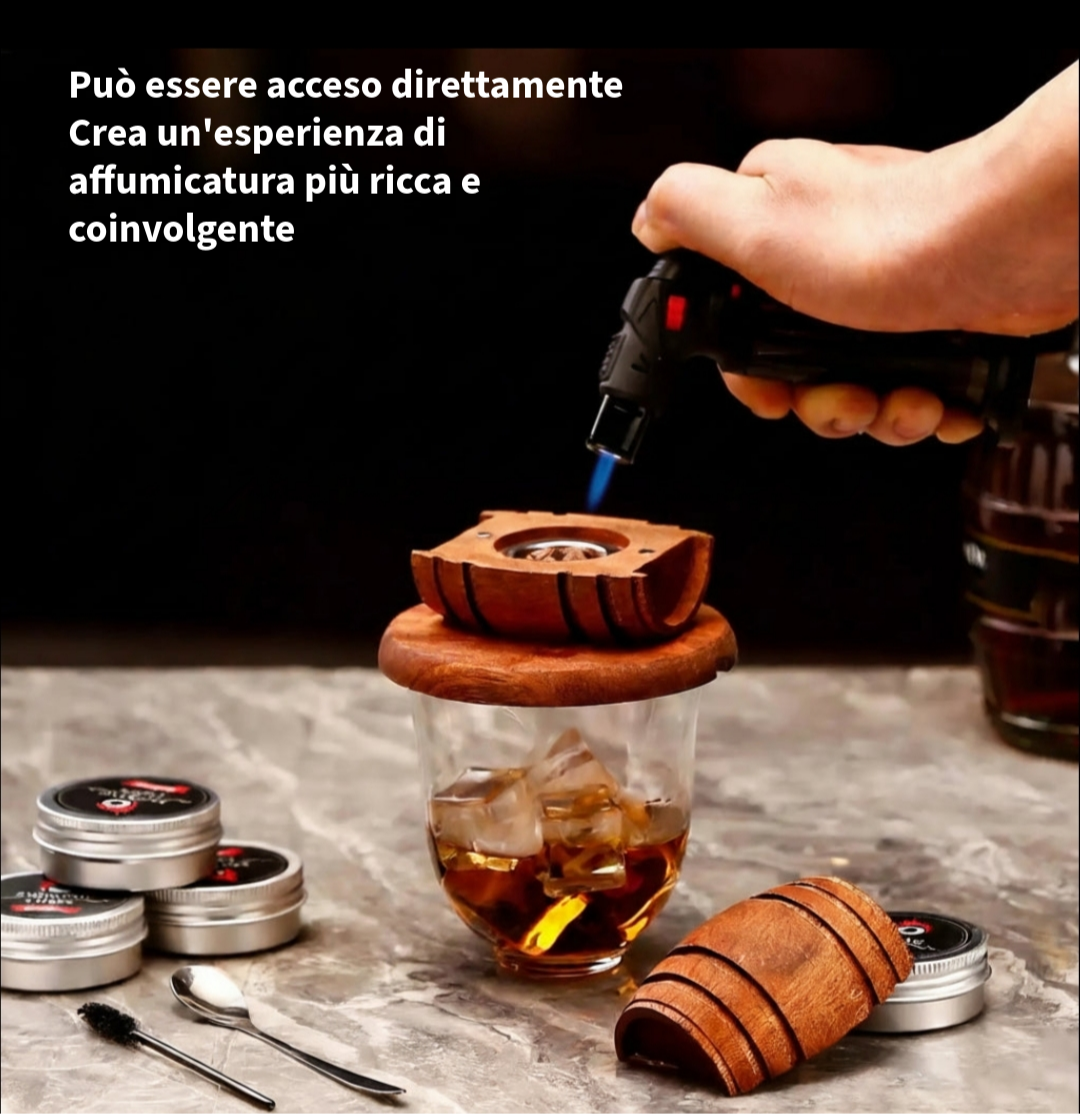 Affumicatore per Whisky e Cocktail | Infusore in Legno a Forma di Botte