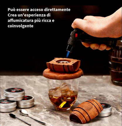 Affumicatore per Whisky e Cocktail | Infusore in Legno a Forma di Botte