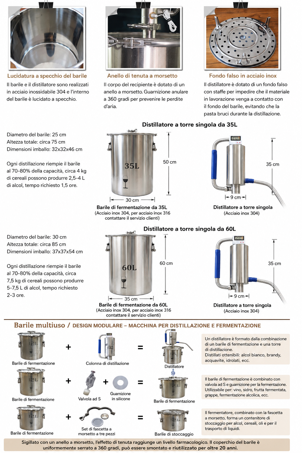 Distillatore Moonshine 20L in Acciaio Inox | Kit Completo per Liquori, Brandy e Vodka Artigianali