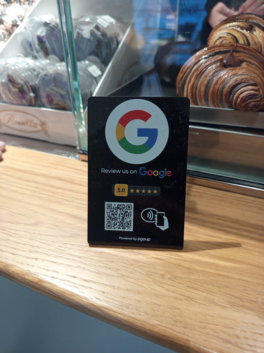 Espositore da tavolo NFC e QR per recensioni Google